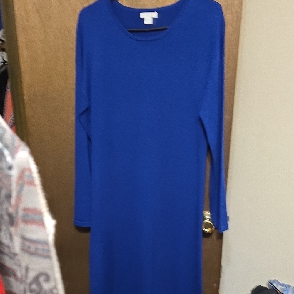 Garnet Hill Royal Blue Long Sleeve Dress